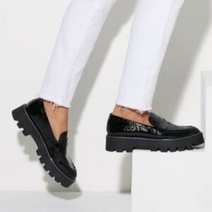 Franco Sarto Black Snakeskin Loafers